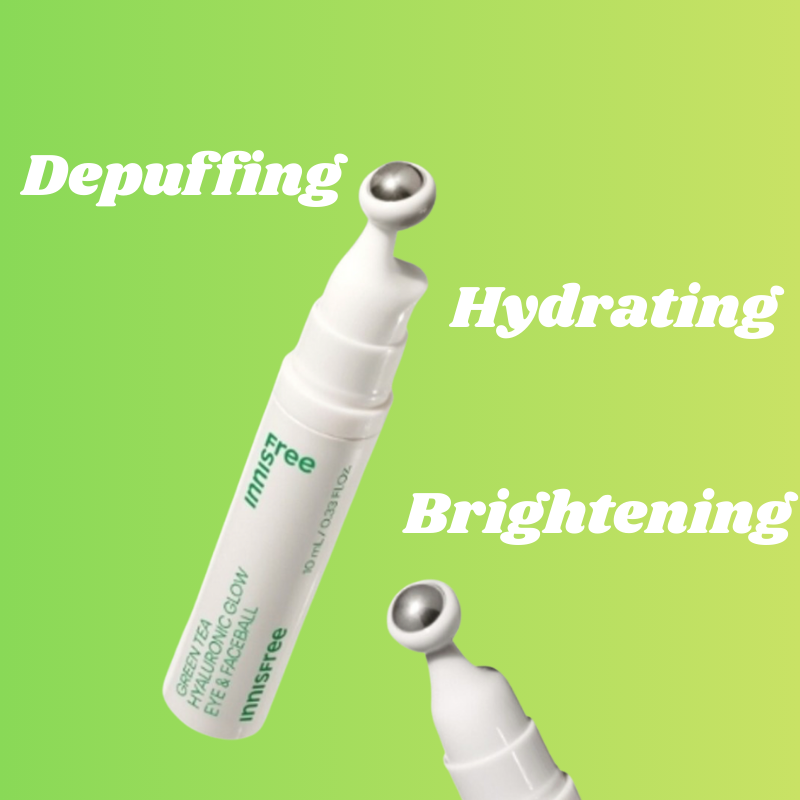 White eye cream tube with text on a green background