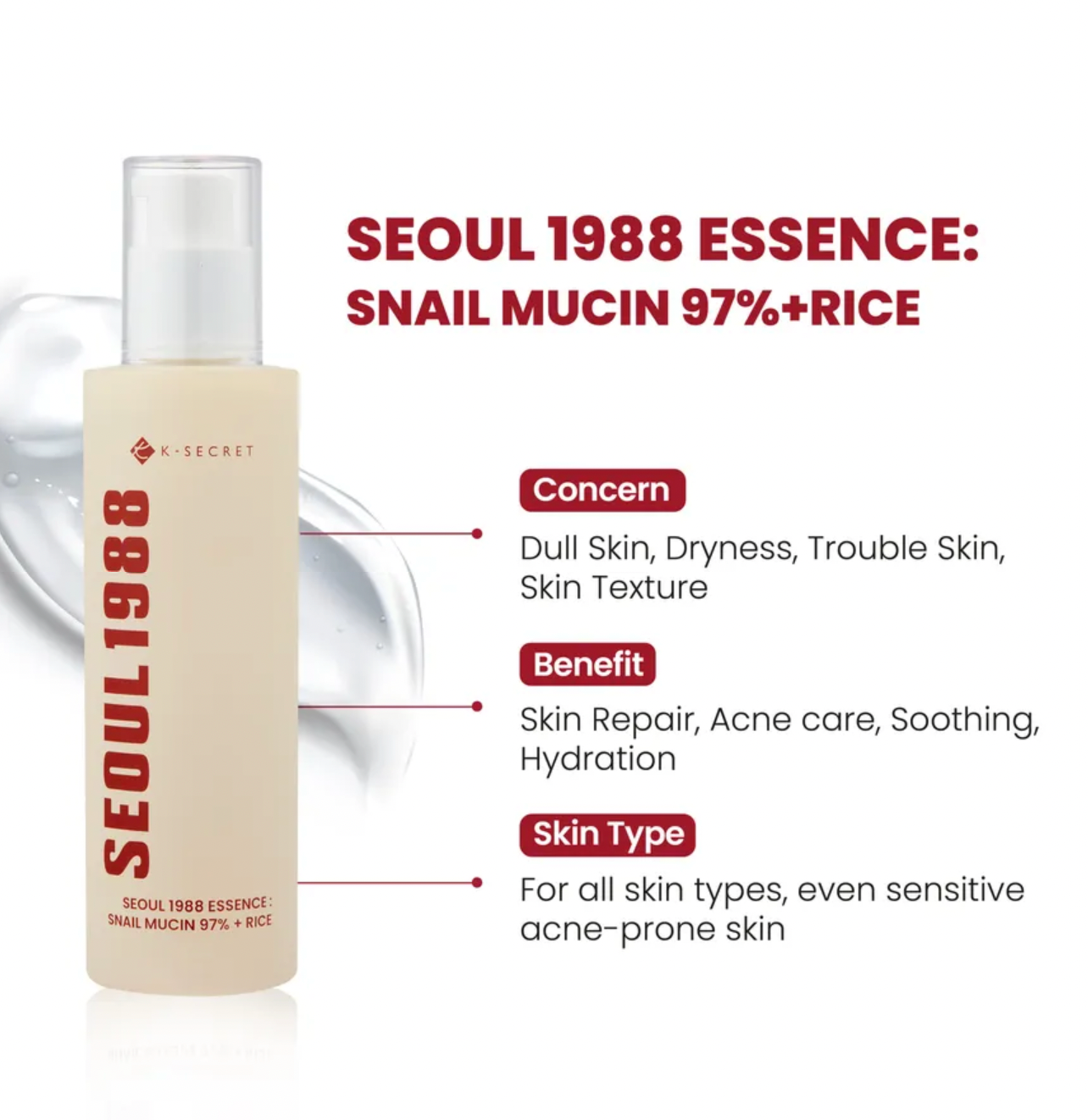 SEOUL 1988 Essence : Snail Mucin 97% + Rice