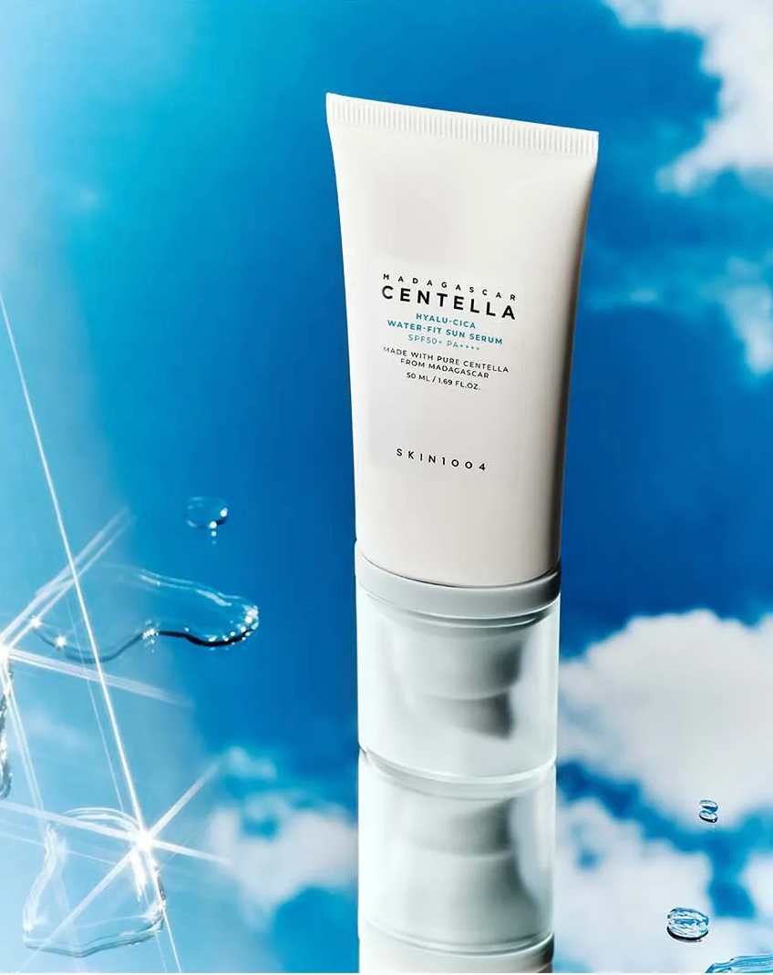 Skincare tube with blue gradient background