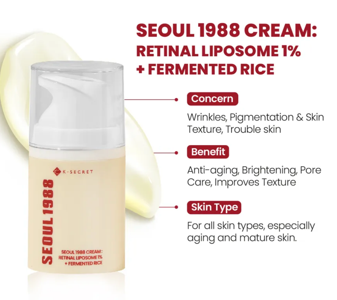 Seoul 1988 Cream bottle with product details on a white background