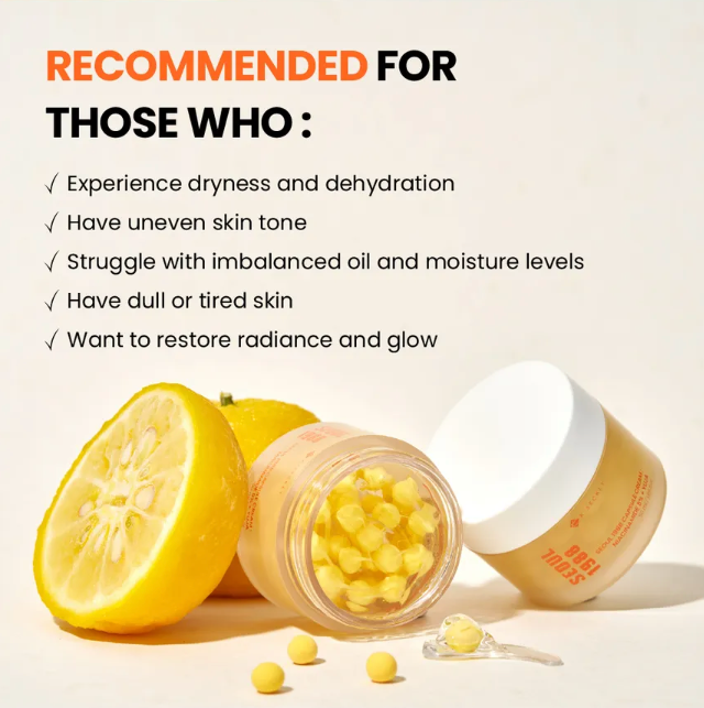 Cosmetic product with lemon and text on a light background