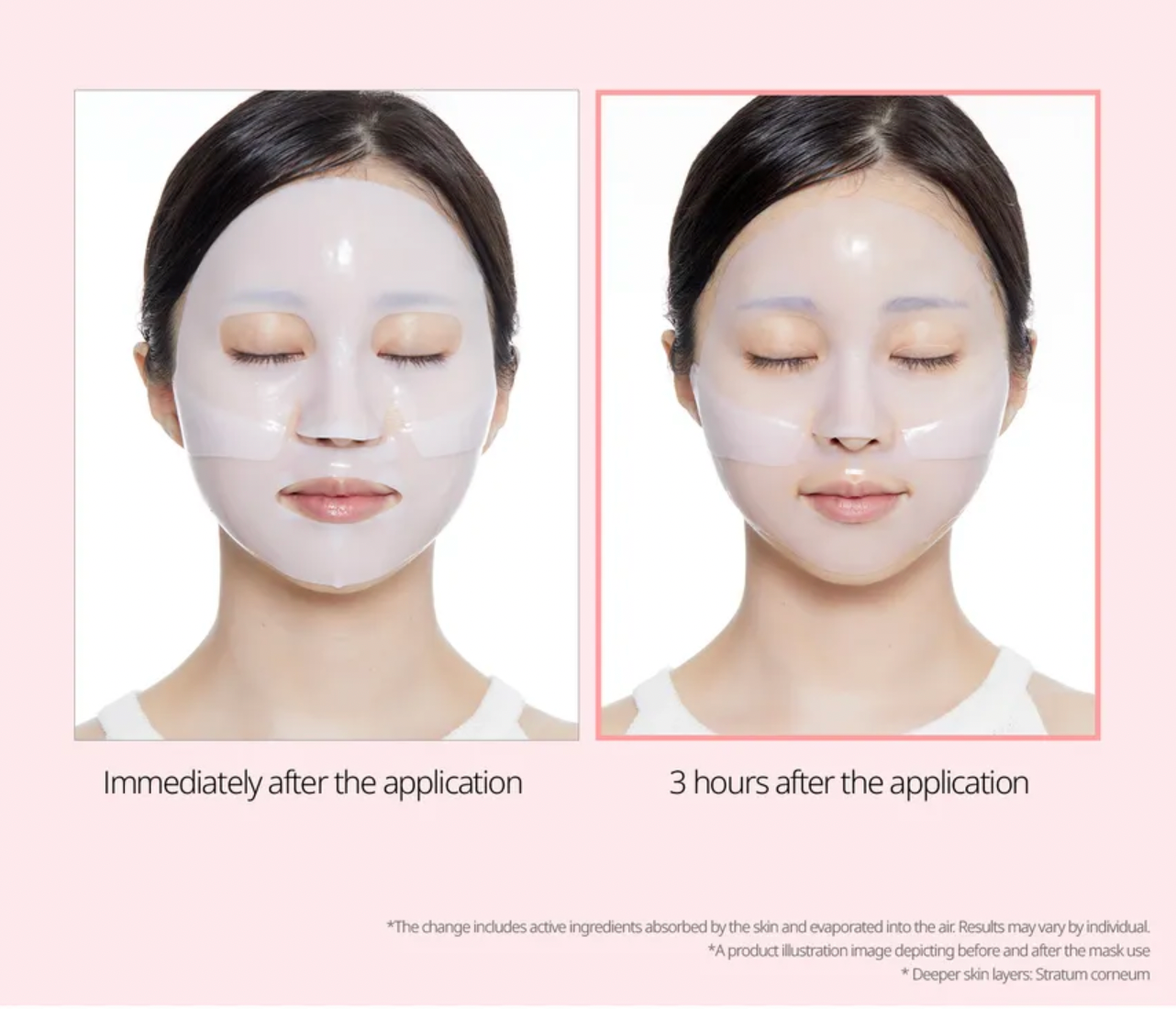 Before and after effect of a facial mask application on a person's face.