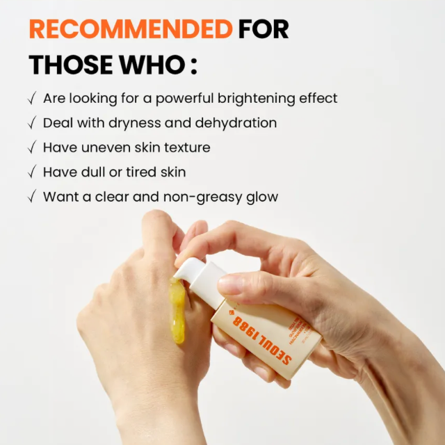 Product being applied to skin with text indicating recommended uses on a white background