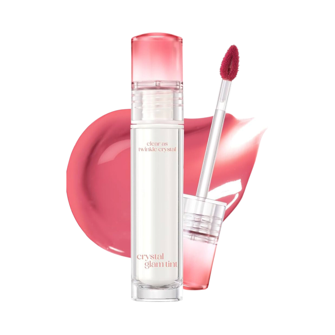 Lip tint with applicator on a white background