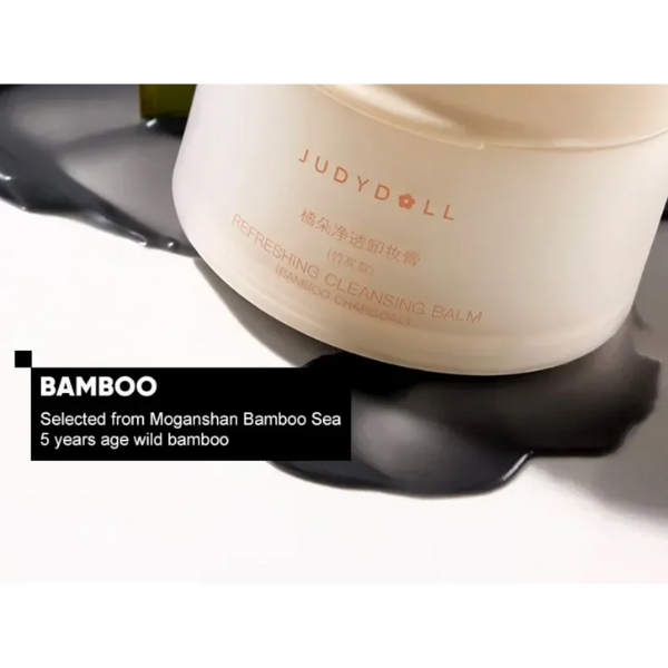 Judydoll cleansing balm with bamboo text on a white background