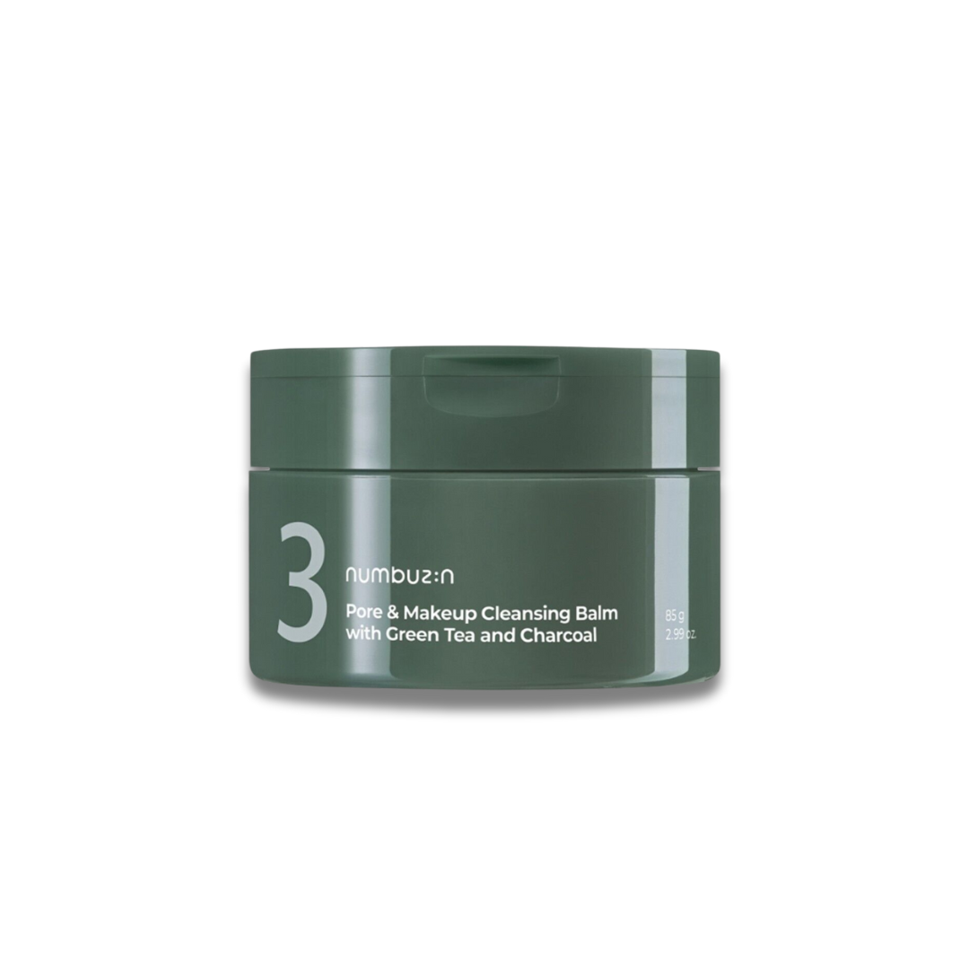 Green jar of numbu:n skincare product on a white background