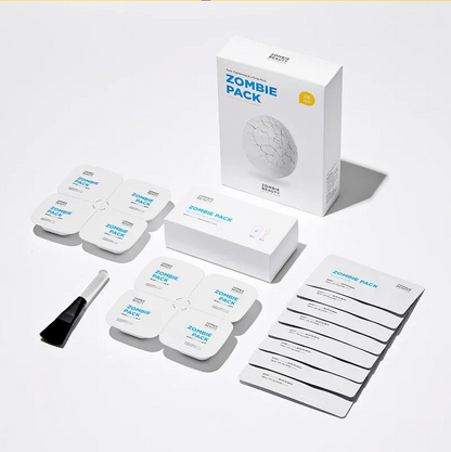 Zombie Pack skincare product set with various items on a white background