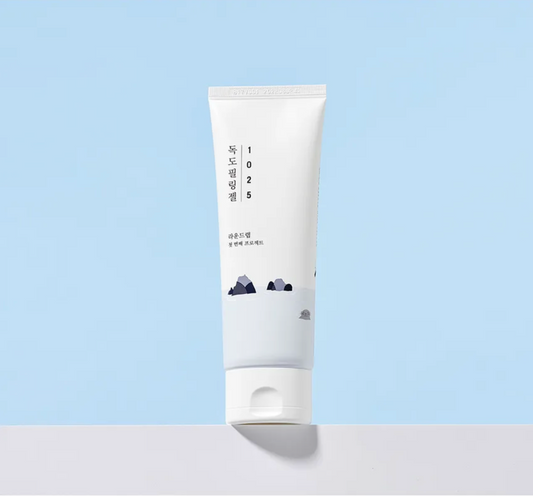 White tube with text and graphics on a light blue background