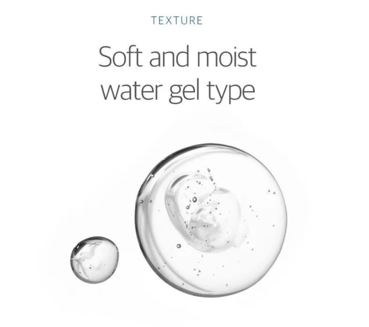 Textured water gel with droplets on a white background