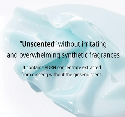 Product with text about unscented formula and ginseng concentrate on a light background