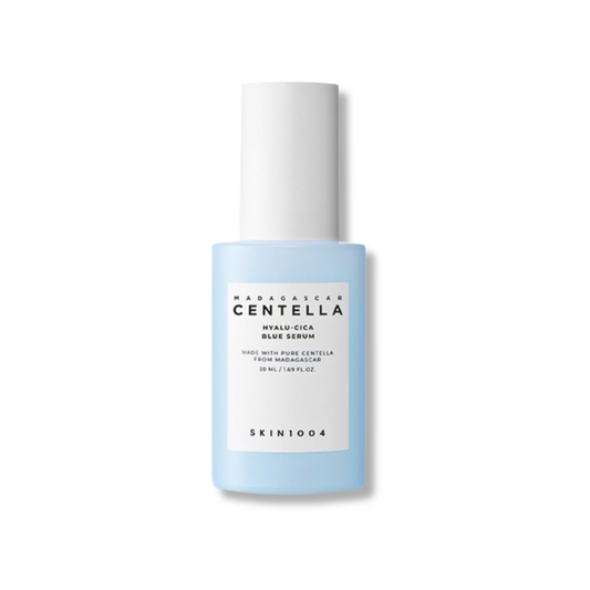 SKIN1004 Madagascan Centella Hyaluronic Blue Serum bottle on a white background