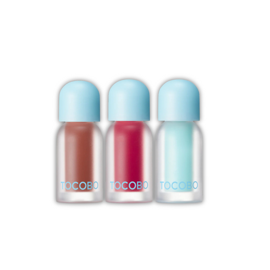 Three Tocobo nail polish bottles on a white background