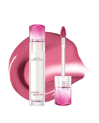 Lip gloss set with clear and pink applicator on a white background