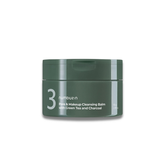 Green jar of numbu:n skincare product on a white background