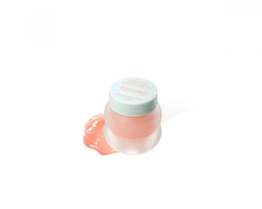 Jar of pink cream with a light blue lid on a white background